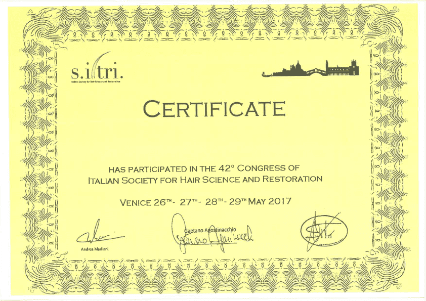 sitri-сертификат доктор Levent Acar Венеция 2016