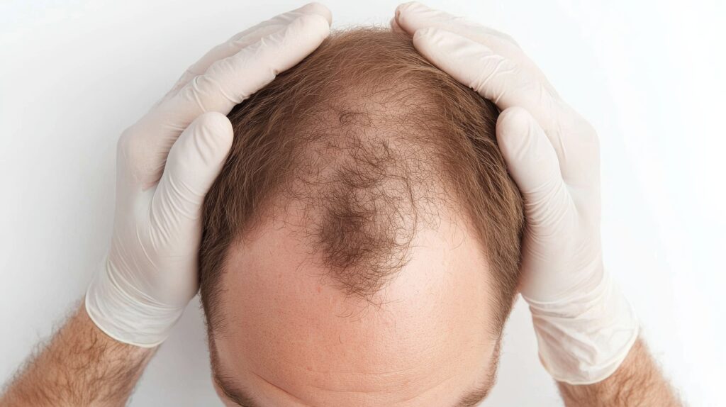 Man before a second hair transplant