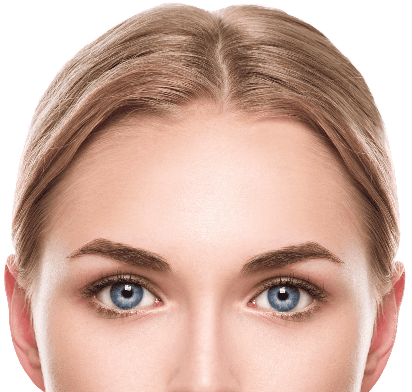 Picture of a blond woman considering an eyebrow transplant