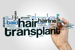 Hair transplant word cloud concept