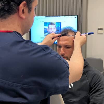 German footballer Kevin Kuranyi during his hair transplant consultation with Dr. Acar at Cosmedica Clinic