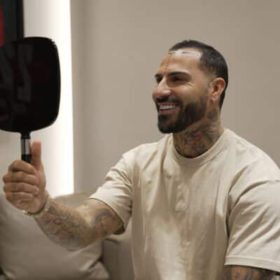 Portuguese football player, Ricardo Quaresma, during his hair transplant consultation at Cosmedica