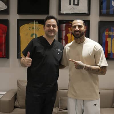 Portuguese football player, Ricardo Quaresma, during his hair transplant consultation at Cosmedica with Dr. Acar