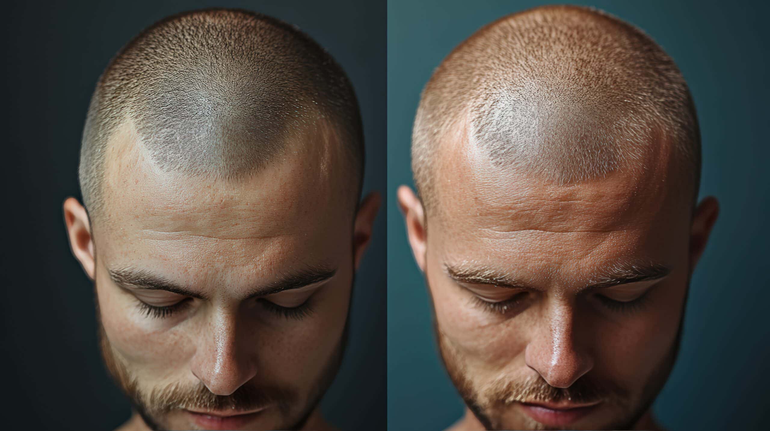 Résultat d’une greffe de cheveux avec densité retrouvée et ligne frontale redessinée chez un homme
