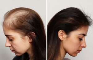 Femme avec alopécie frontale fibrosante