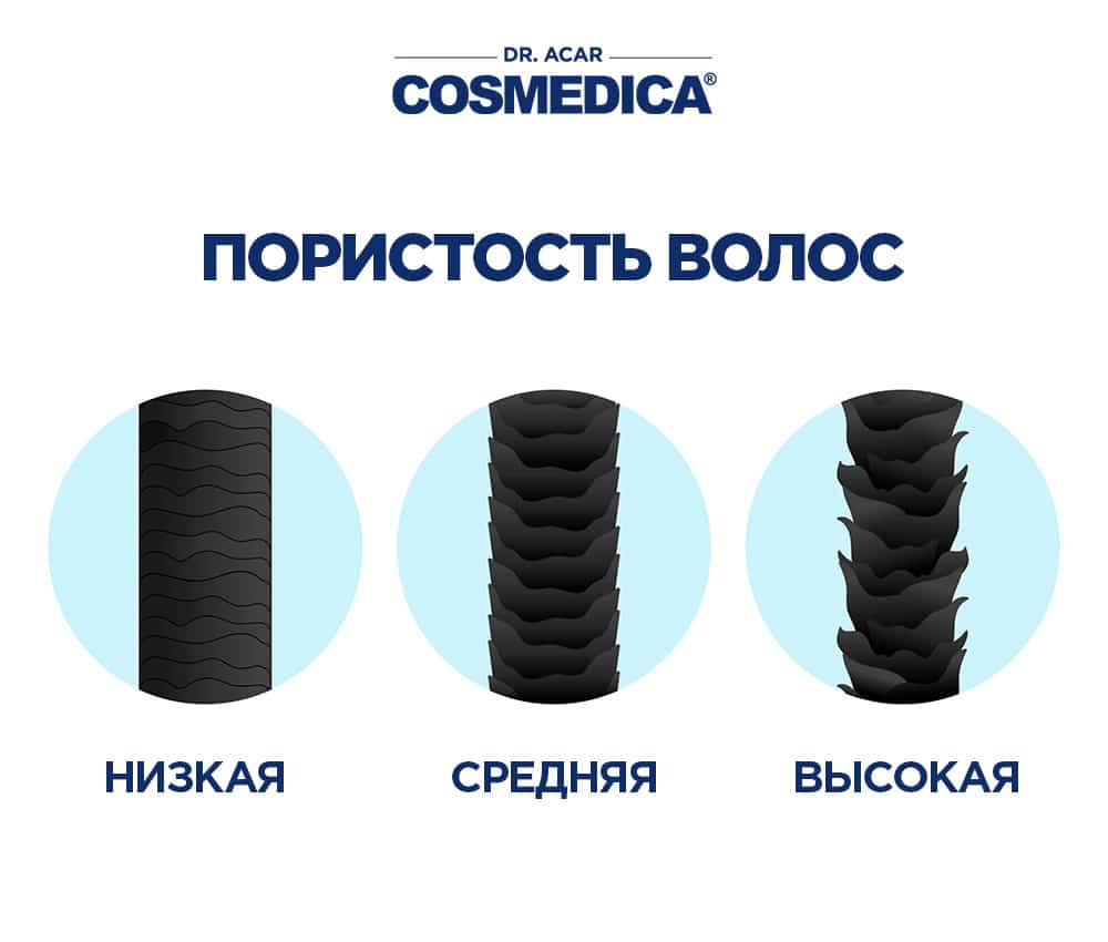Иллюстрация видов пористости волос