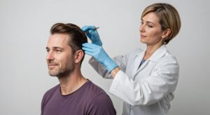 Consultation pour une greffe de cheveux : préparation de la zone donneuse avant l’intervention