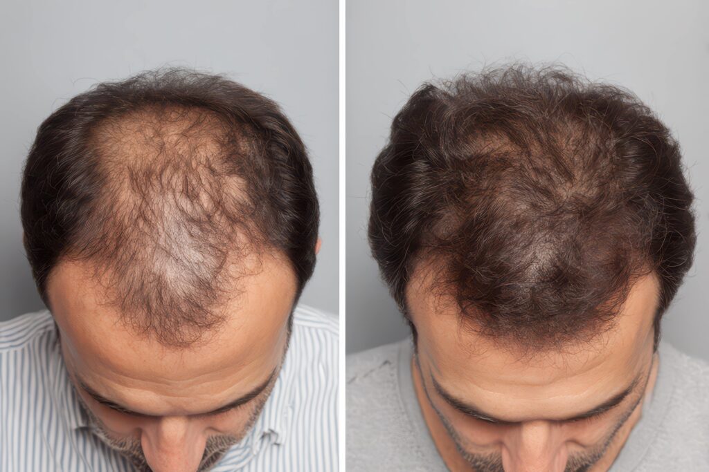 Résultats avant et après consultation pour une greffe de cheveux