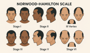 Surgeons use the norwood hamilton scale for hair transplant