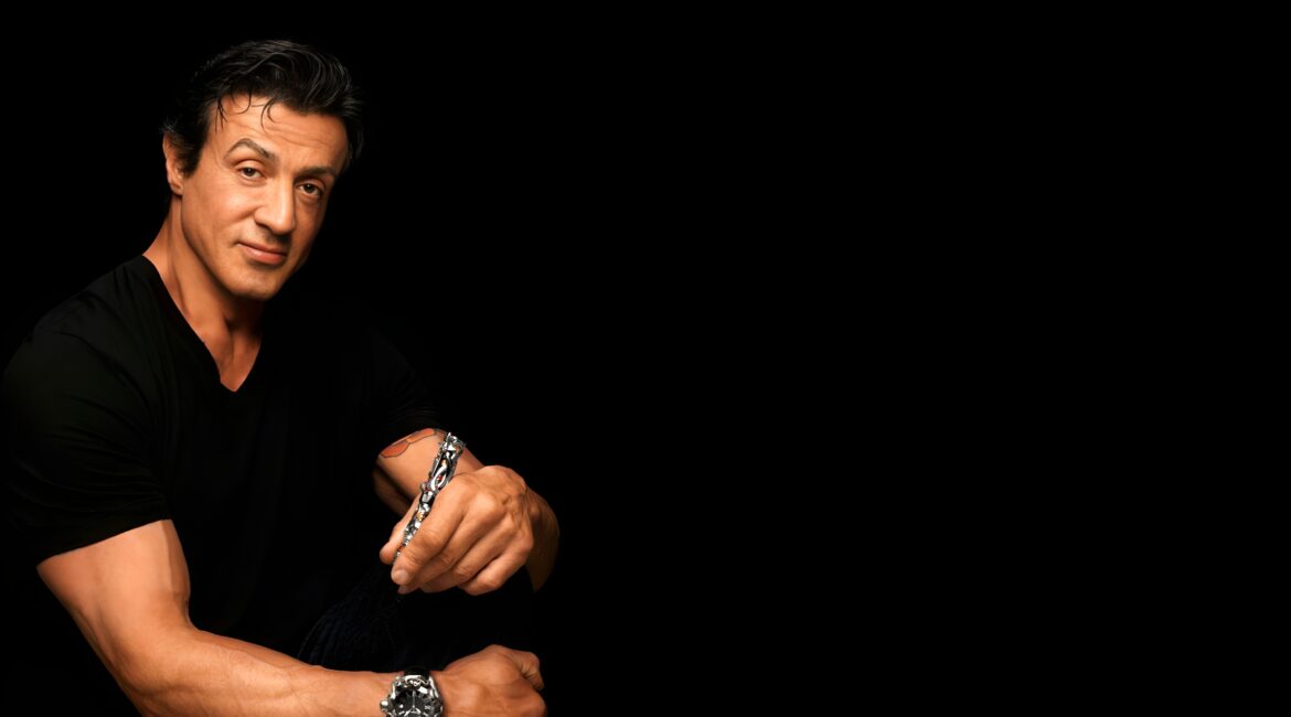 Picture of Sylvester Stallone in black background