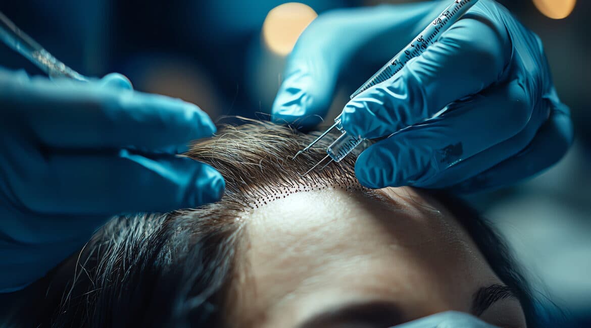 Hairline marking is one of the first steps before surgery and helps guide the final appearance 7 days after hair transplant