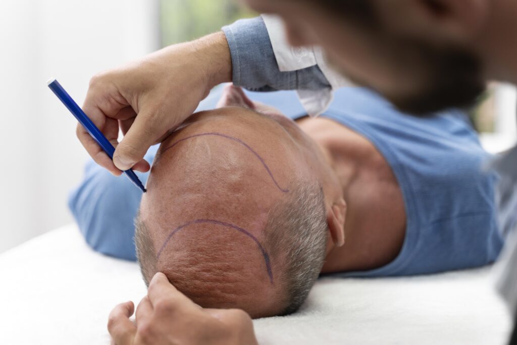 Careful hairline planning before surgery helps shape the healing process and early appearance 7 days after hair transplant.