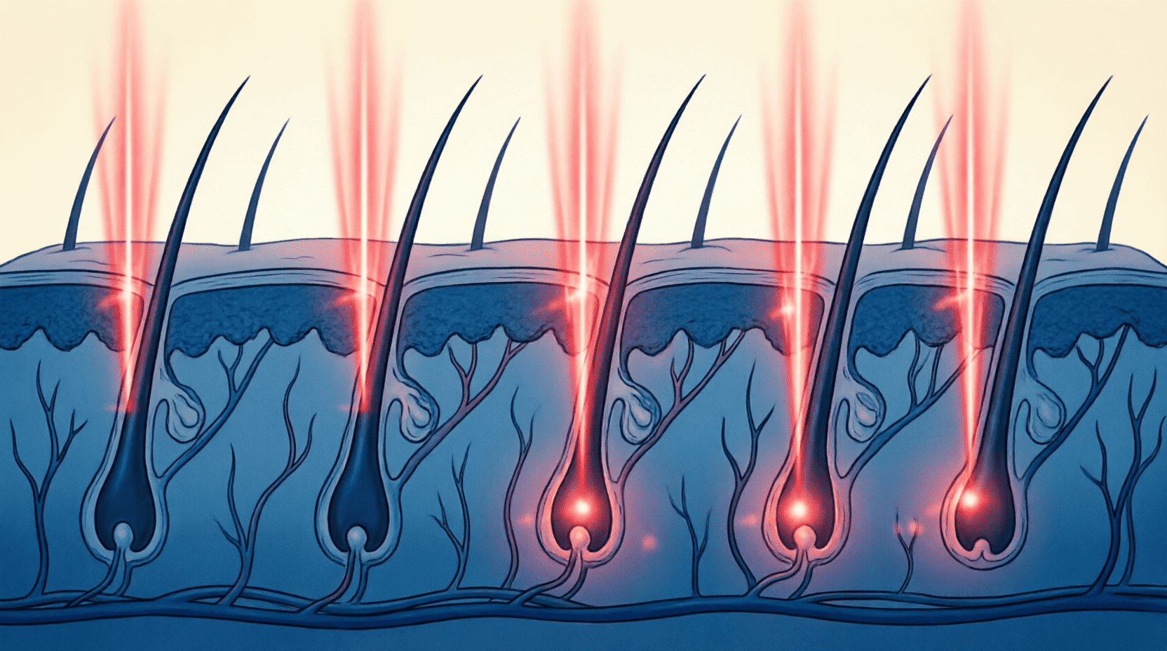 Illustrazione che dimostra come funziona la laserterapia per il laser capelli turchia