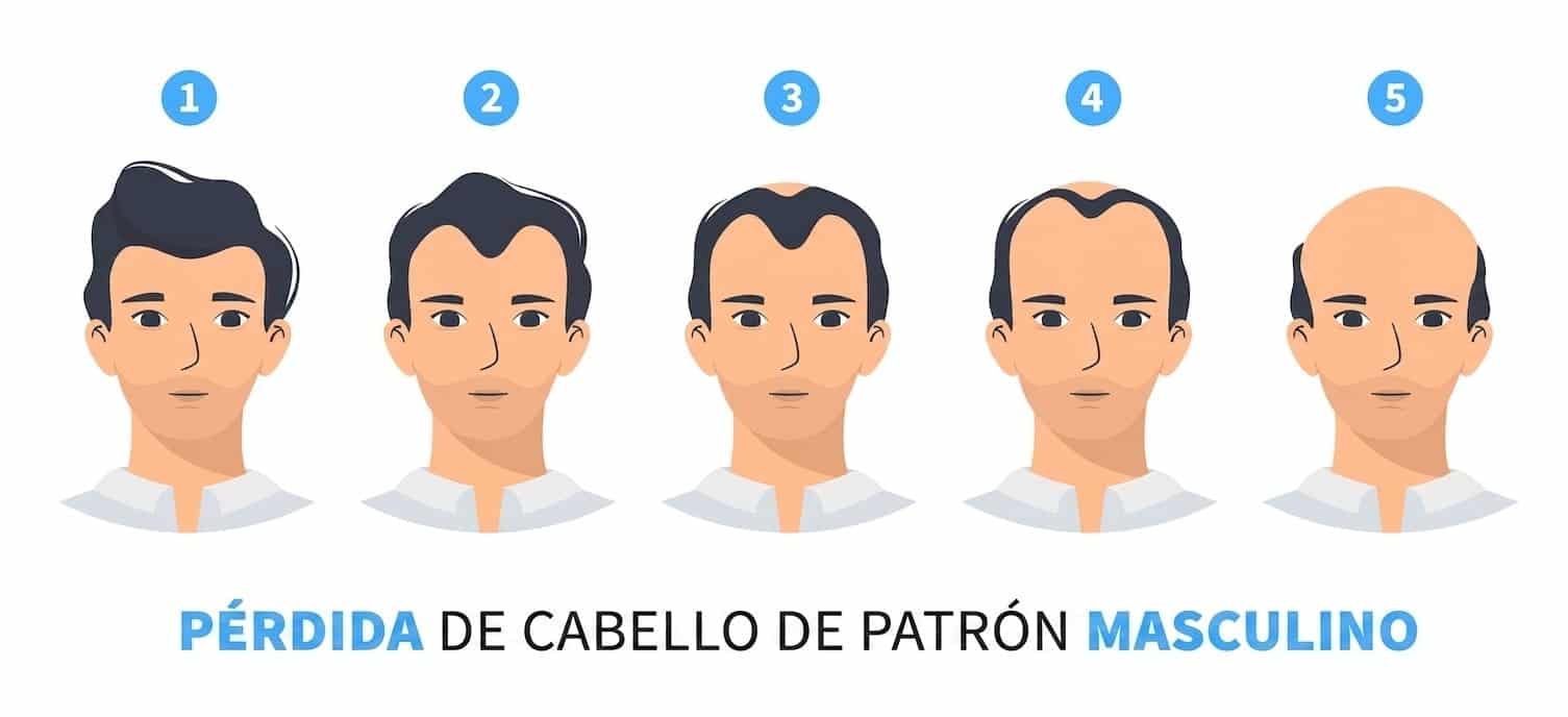 Etapas de la caída del cabello en los hombres