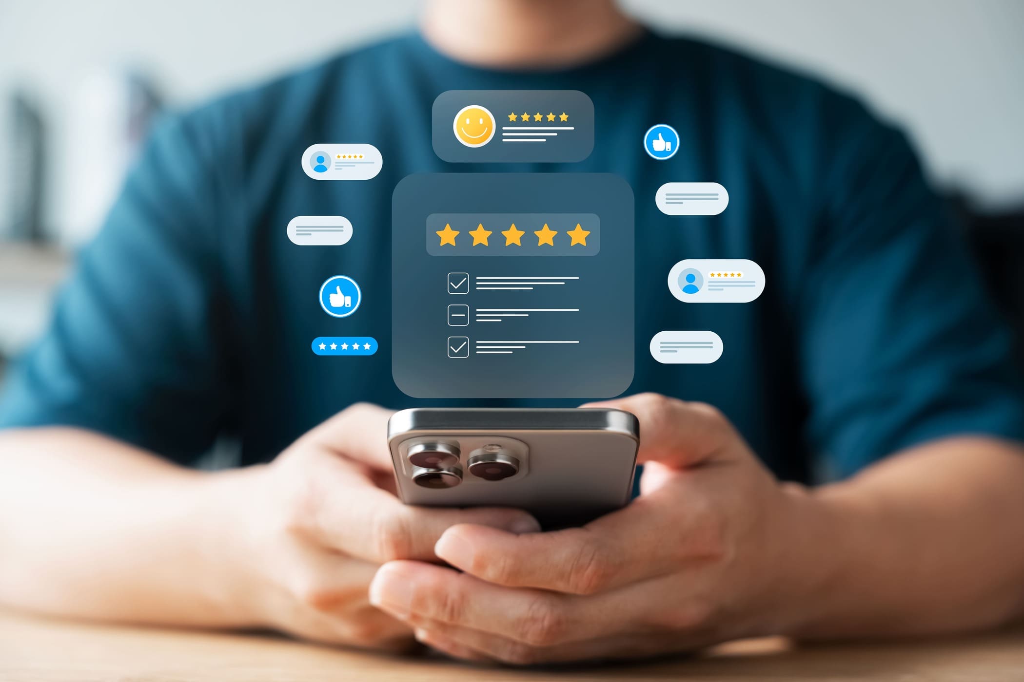 Un uomo usa lo smartphone per controllare recensioni online sul trapianto capelli turchia