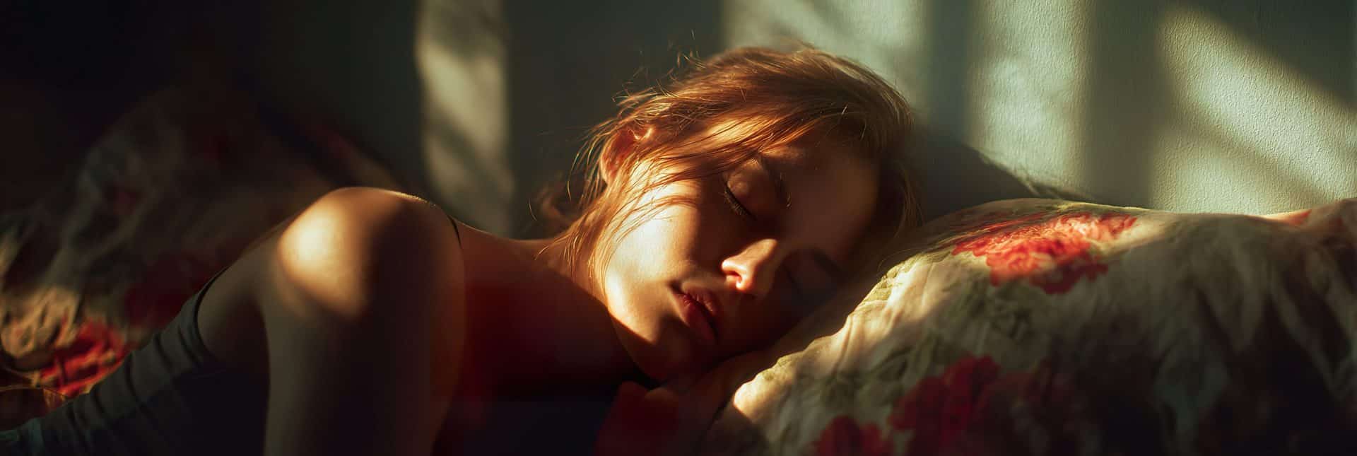 Femme endormie qui pourrait rêver de perdre ses cheveux pendant la nuit