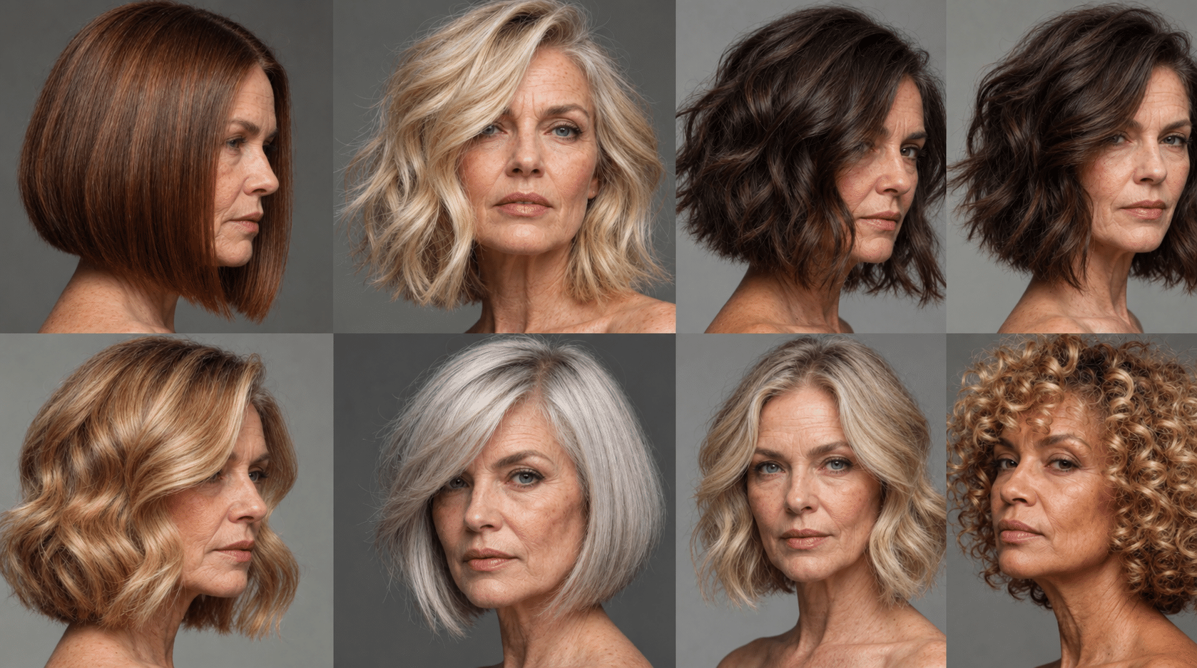 Wash and wear haircuts for over 60 can include short and medium bobs in straight, wavy or curly textures