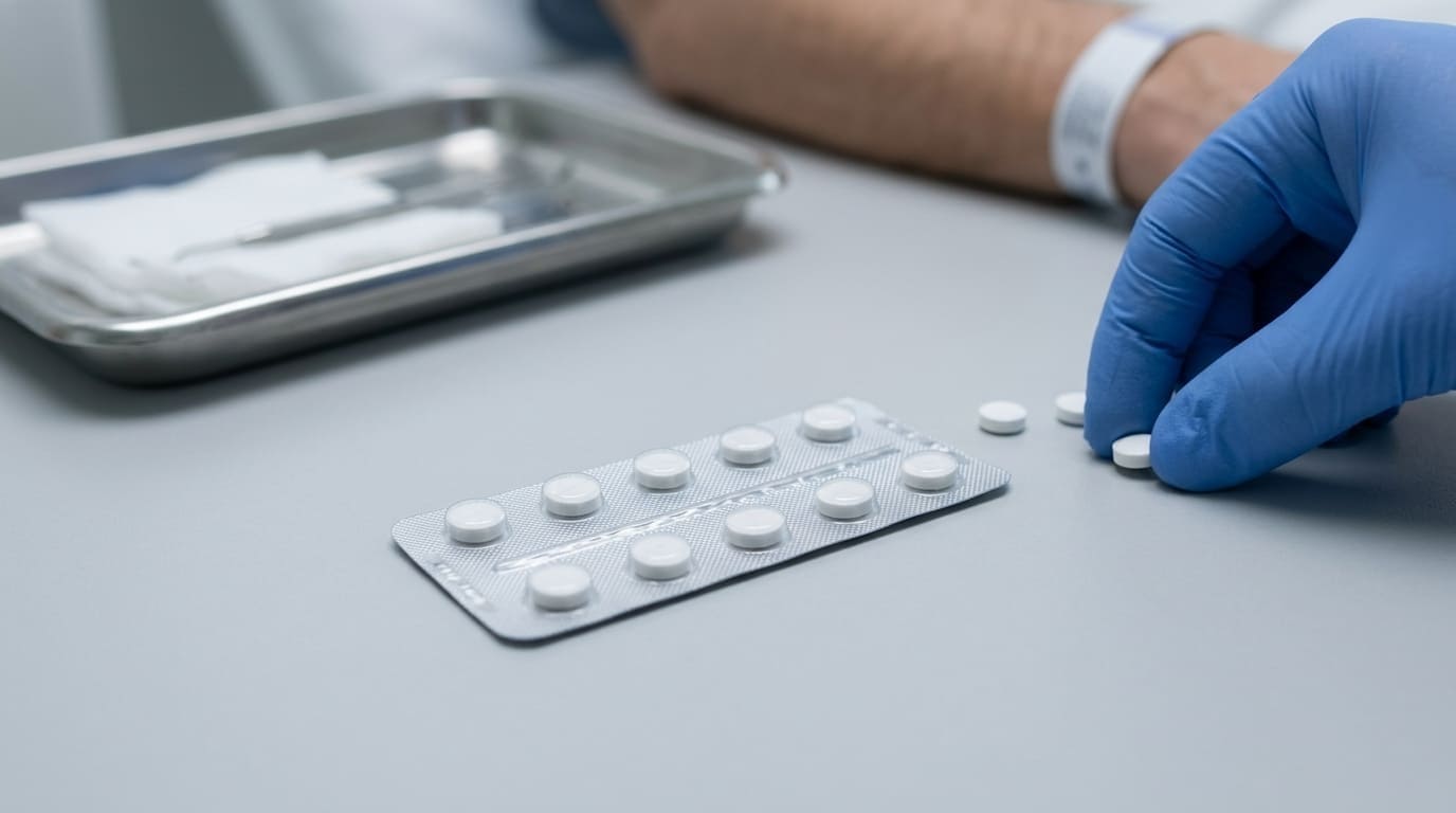 Compresse di finasteride in uno studio medico