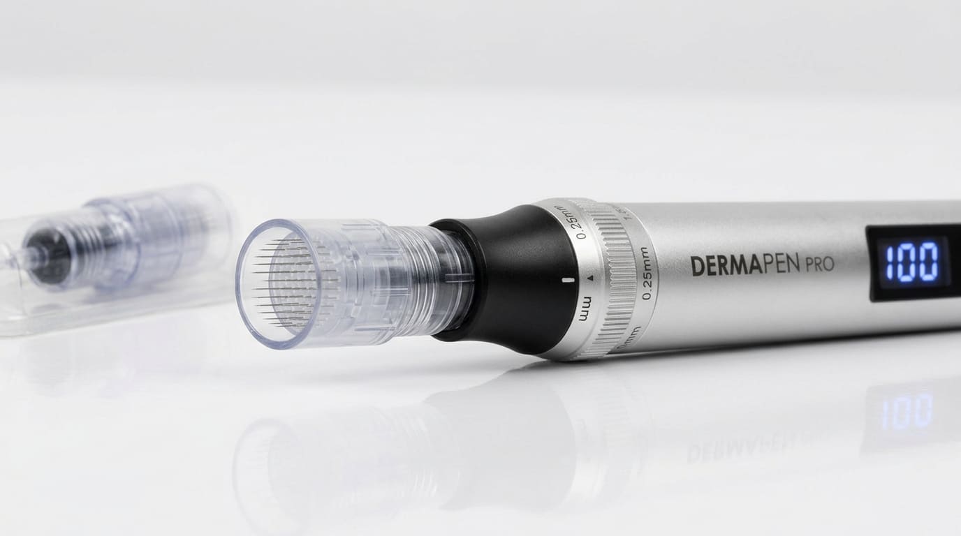 Dermapen con cartuccia di aghi sottili per microneedling cuoio capelluto