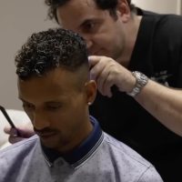 Portuguese football player Nani during his hair treatment at Cosmedica Clinic with Dr Levent Acar