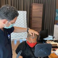 Actor Ricky Johnson during his hair analysis at Cosmedica Clinic by Dr Levent Acar